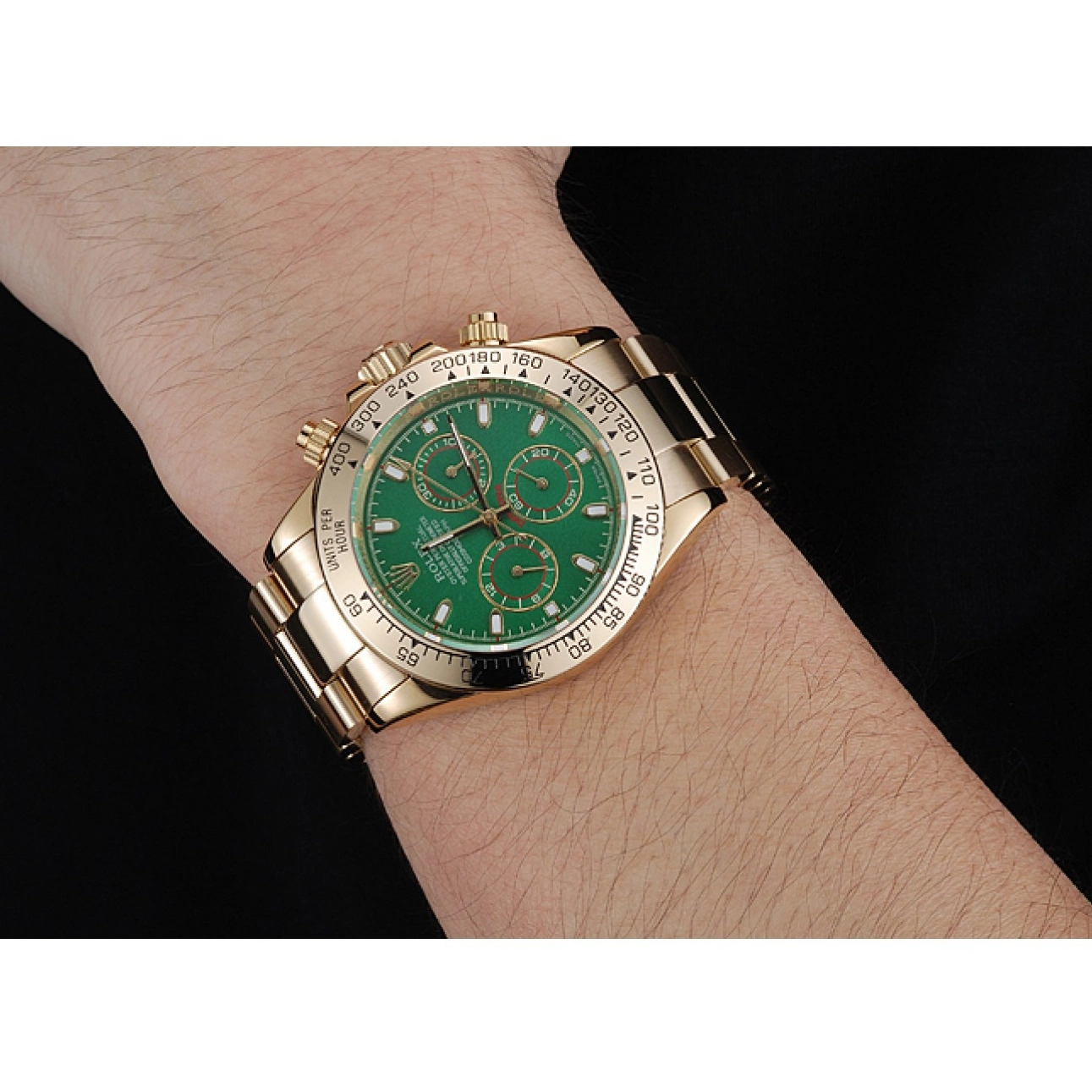 AAA Replica Watches Daytona Rolex Case Gold Bracelet Dial And Cosmograph 1454244 Green 0819